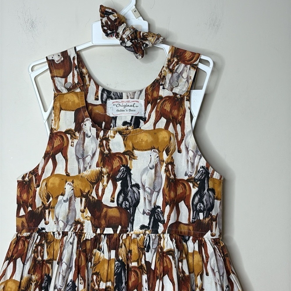 An Original by Babies ‘n Bows | Vintage Horse Equestrian Print Sleeveless Dress - Picture 3 of 17